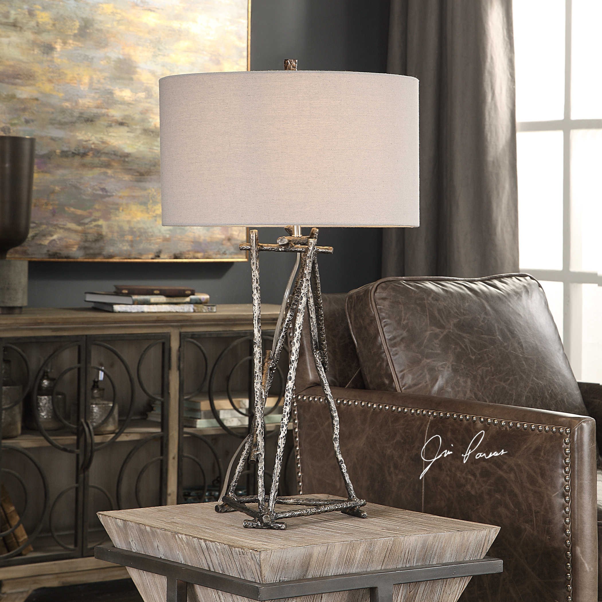 Uttermost Table Lamps 27825 1 Lakota Brushed Nickel Lamp Wayside